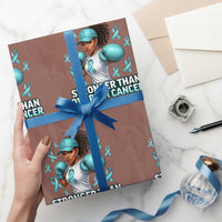Black Women Fight Ovarian Cancer Awareness Wrapping Paper Roll African American Teal Ribbon Support