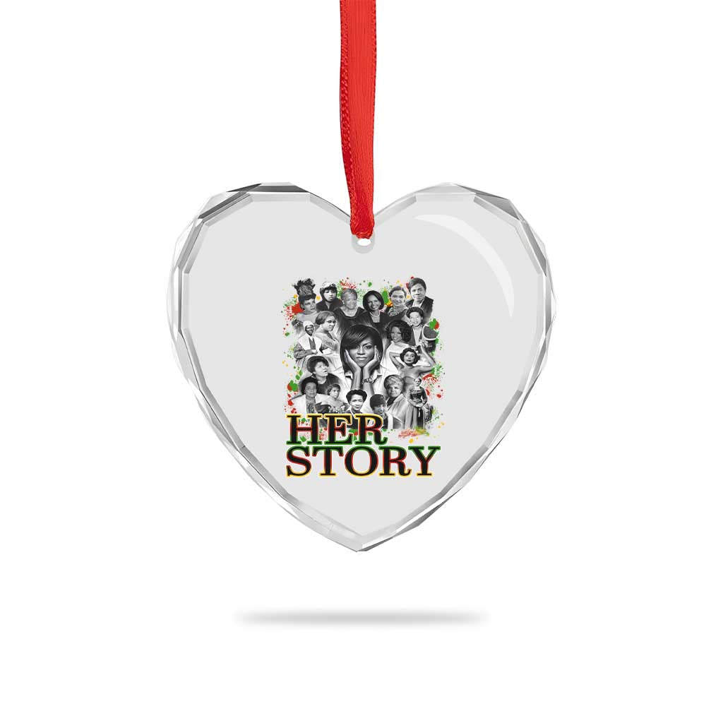 Black Women History Heart Crystal Glass Ornament Her Story Black History Month