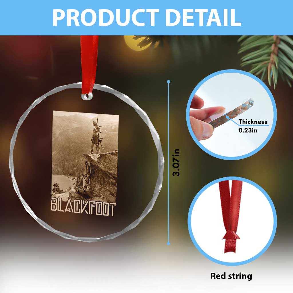 Blackfoot Native American Indians At Glacier National Park Crystal Glass Ornament