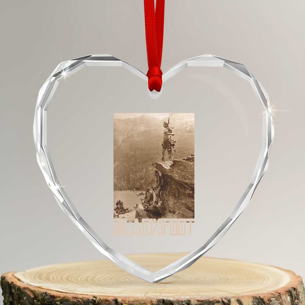 Blackfoot Native American Indians At Glacier National Park Heart Crystal Glass Ornament