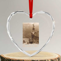 Blackfoot Native American Indians At Glacier National Park Heart Crystal Glass Ornament