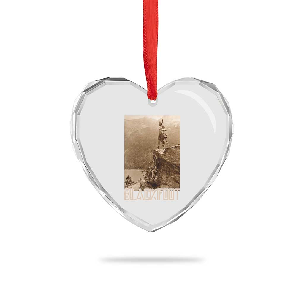 Blackfoot Native American Indians At Glacier National Park Heart Crystal Glass Ornament