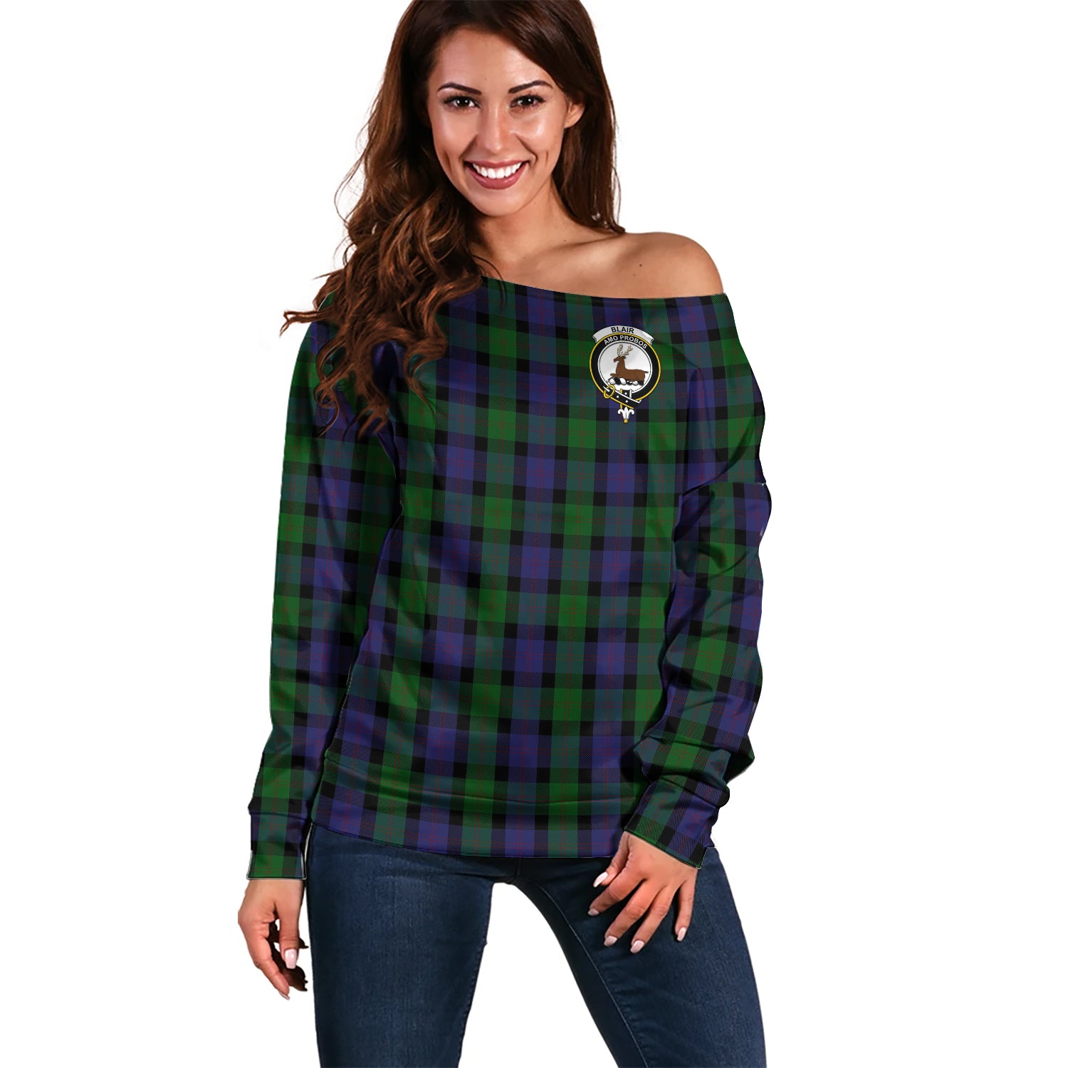 blair-clan-tartan-off-shoulder-sweater-family-crest-sweater-for-women