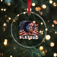 Blessed Black Queen Afro American Flag Crystal Glass Ornament Patriotic Juneteenth 4th of July