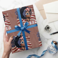 Blessed Black Queen Afro American Flag Wrapping Paper Roll Patriotic Juneteenth 4th of July