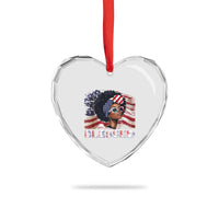 Blessed Black Queen Afro American Flag Heart Crystal Glass Ornament Patriotic Juneteenth 4th of July