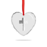 Blessed Papa Christian Cross Heart Crystal Glass Ornament Faithful Dad Religious American Flag - Wonder Print Shop