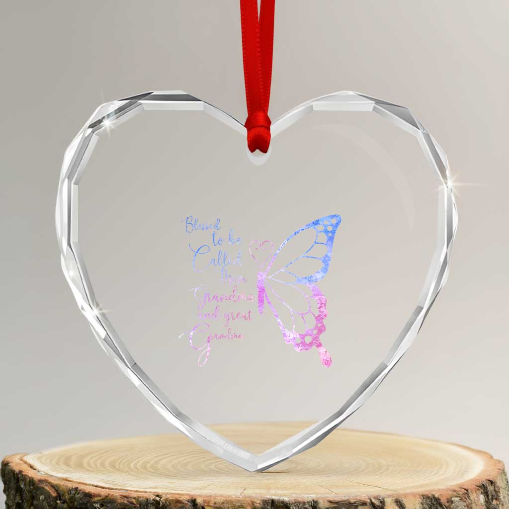 Blessed to Be Called Mom Grandma Great Grandma Heart Crystal Glass Ornament Mama Butterfly Mother's Day Gift