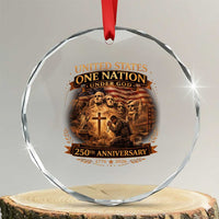 Blessings 250 Years America Crystal Glass Ornament Christian Patriotic One Nation Under God Founding Fathers