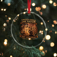 Blessings 250 Years America Crystal Glass Ornament Christian Patriotic One Nation Under God Founding Fathers