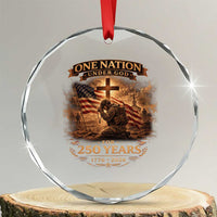 Blessings 250 Years America Crystal Glass Ornament Christian Patriotic One Nation Under God US Flag