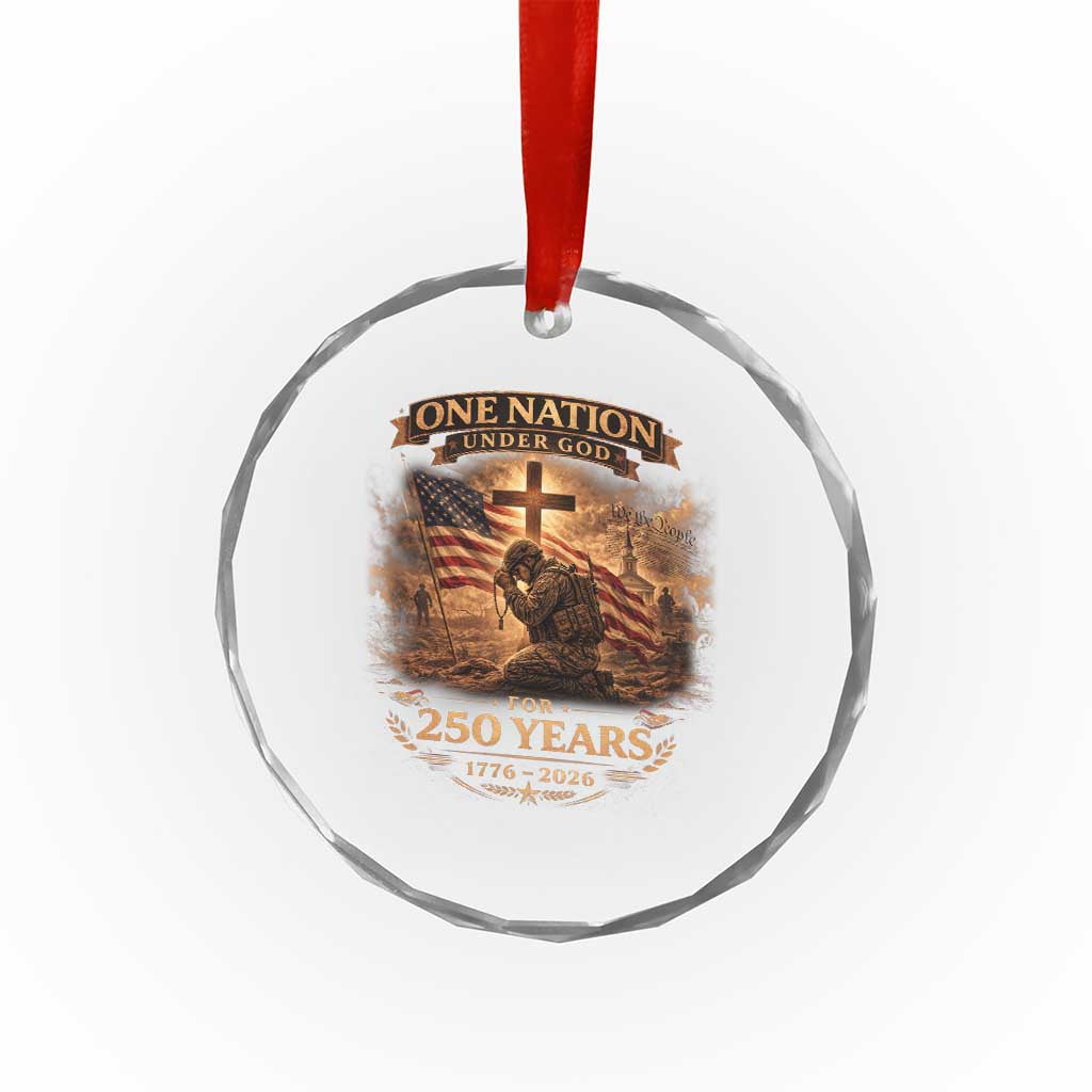 Blessings 250 Years America Crystal Glass Ornament Christian Patriotic One Nation Under God US Flag