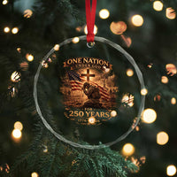Blessings 250 Years America Crystal Glass Ornament Christian Patriotic One Nation Under God US Flag