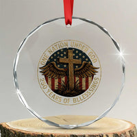 Blessings America 250 Years Crystal Glass Ornament One Nation Under God USA 250th Anniversary Patriotic Cross TS10