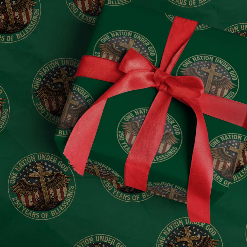 Blessings America 250 Years Wrapping Paper Roll One Nation Under God USA 250th Anniversary Patriotic Cross - Wonder Print Shop