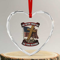 Blessings America Heart Crystal Glass Ornament One Nation Under God USA 250th Anniversary Patriotic Christian - Wonder Print Shop