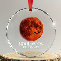 Blood Moon Is Coming Spooky Halloween Crystal Glass Ornament Flying Bats Gothic Dark Horror Graphic