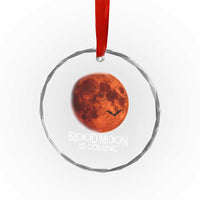 Blood Moon Is Coming Spooky Halloween Crystal Glass Ornament Flying Bats Gothic Dark Horror Graphic