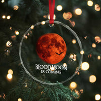 Blood Moon Is Coming Spooky Halloween Crystal Glass Ornament Flying Bats Gothic Dark Horror Graphic