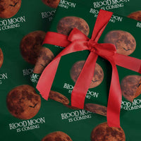 Blood Moon Is Coming Spooky Halloween Wrapping Paper Roll Flying Bats Gothic Dark Horror Graphic