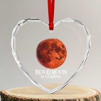 Blood Moon Is Coming Spooky Halloween Heart Crystal Glass Ornament Flying Bats Gothic Dark Horror Graphic