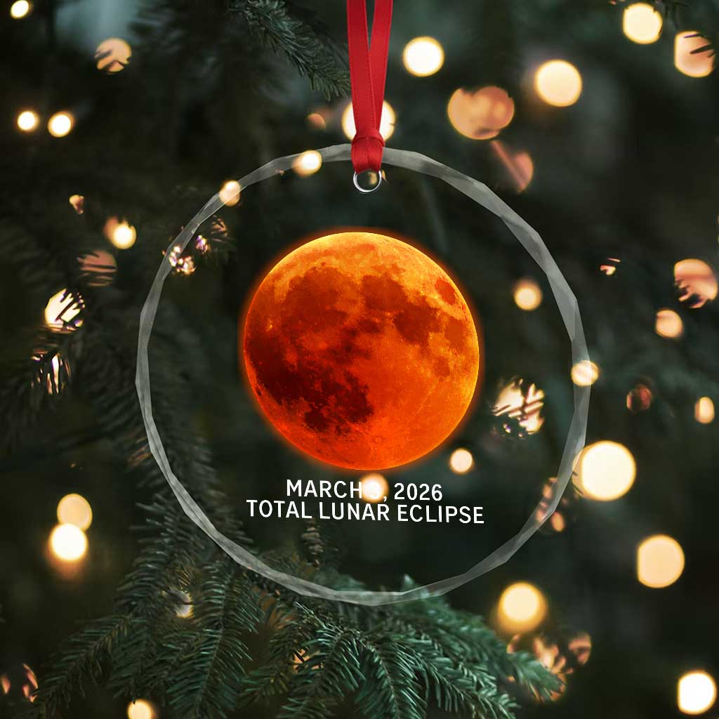 Blood Moon Total Lunar Eclipse March 3 2026 Crystal Glass Ornament Blood Moon Astronomy Souvenir Graphic