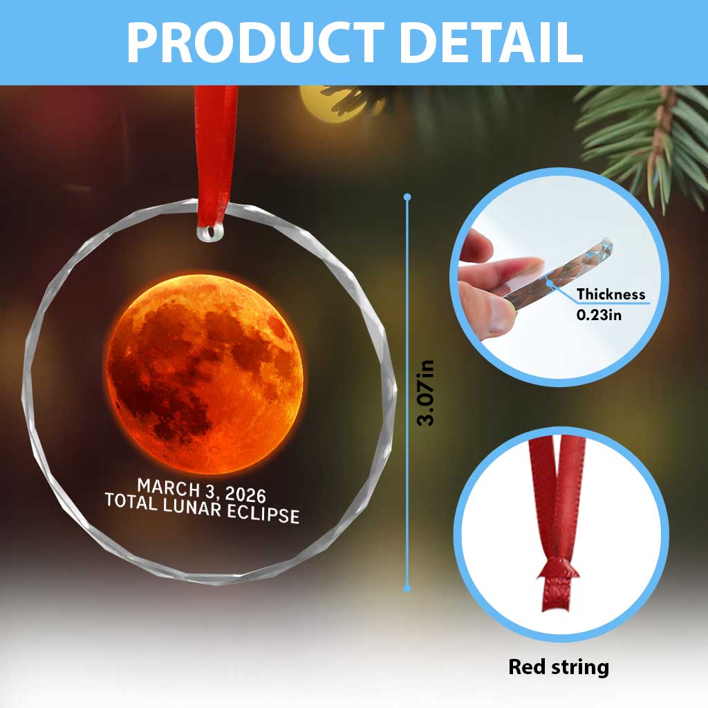 Blood Moon Total Lunar Eclipse March 3 2026 Crystal Glass Ornament Blood Moon Astronomy Souvenir Graphic