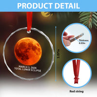 Blood Moon Total Lunar Eclipse March 3 2026 Crystal Glass Ornament Blood Moon Astronomy Souvenir Graphic