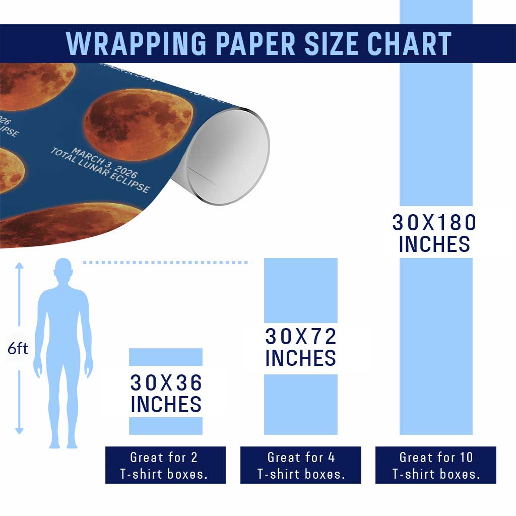 Blood Moon Total Lunar Eclipse March 3 2026 Wrapping Paper Roll Blood Moon Astronomy Souvenir Graphic