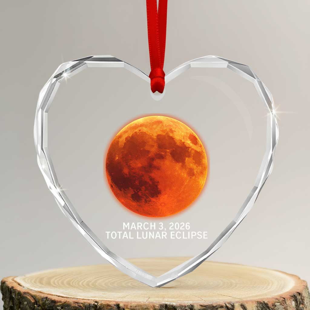 Blood Moon Total Lunar Eclipse March 3 2026 Heart Crystal Glass Ornament Blood Moon Astronomy Souvenir Graphic