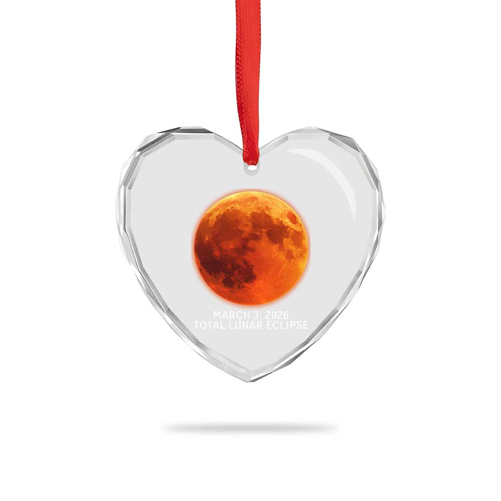 Blood Moon Total Lunar Eclipse March 3 2026 Heart Crystal Glass Ornament Blood Moon Astronomy Souvenir Graphic