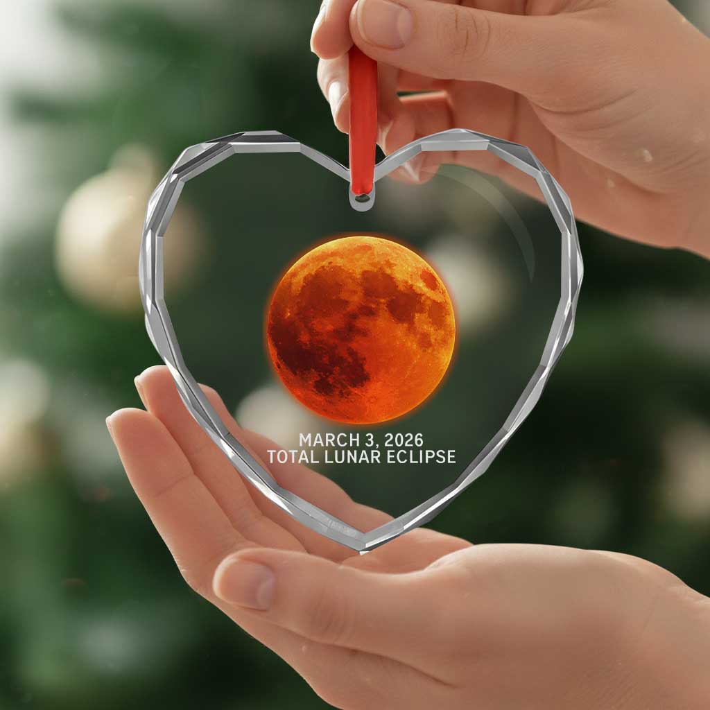 Blood Moon Total Lunar Eclipse March 3 2026 Heart Crystal Glass Ornament Blood Moon Astronomy Souvenir Graphic