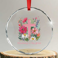 Blooming in His Grace Crystal Glass Ornament Boho Wildflower Christian Faith Bible Verse