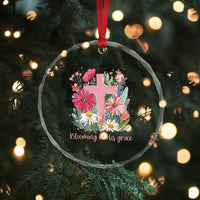 Blooming in His Grace Crystal Glass Ornament Boho Wildflower Christian Faith Bible Verse