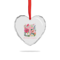 Blooming in His Grace Heart Crystal Glass Ornament Boho Wildflower Christian Faith Bible Verse