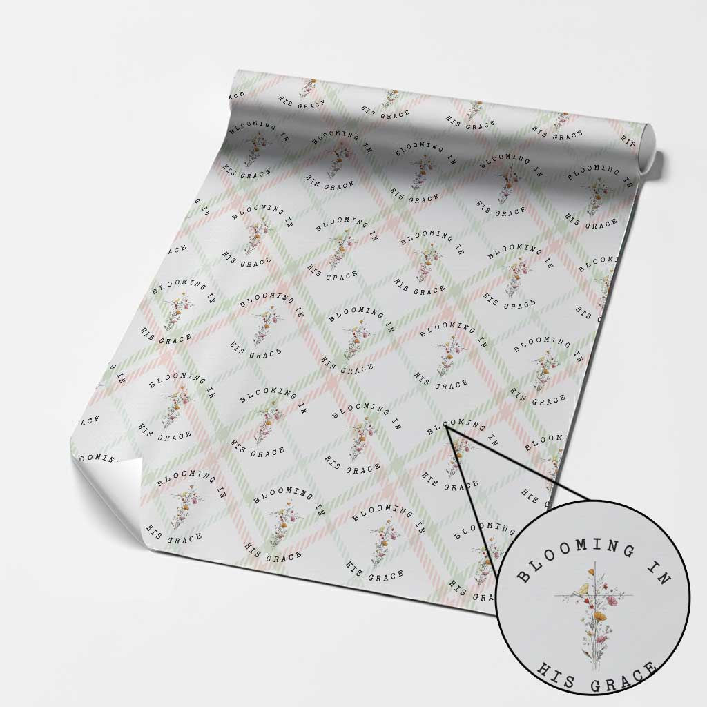Blooming in His Grace Wrapping Paper Roll Boho Wildflower Christian Faith