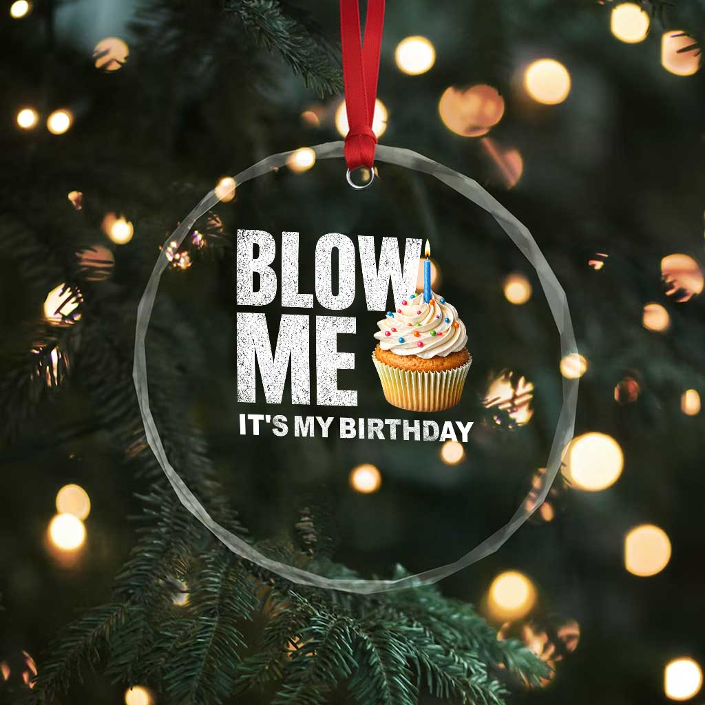 Blow Me Its My Birthday Crystal Glass Ornament Funny Adult Humor Dirty Jokes Bday Gag Gifts