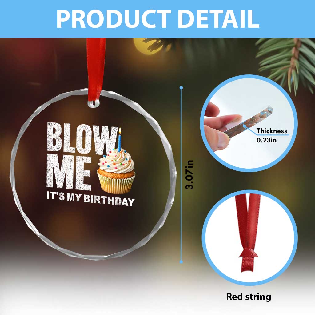 Blow Me Its My Birthday Crystal Glass Ornament Funny Adult Humor Dirty Jokes Bday Gag Gifts
