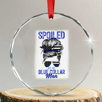 Blue Collar Wife Life Messy Bun Crystal Glass Ornament - Wonder Print Shop