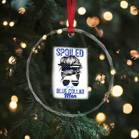 Blue Collar Wife Life Messy Bun Crystal Glass Ornament - Wonder Print Shop