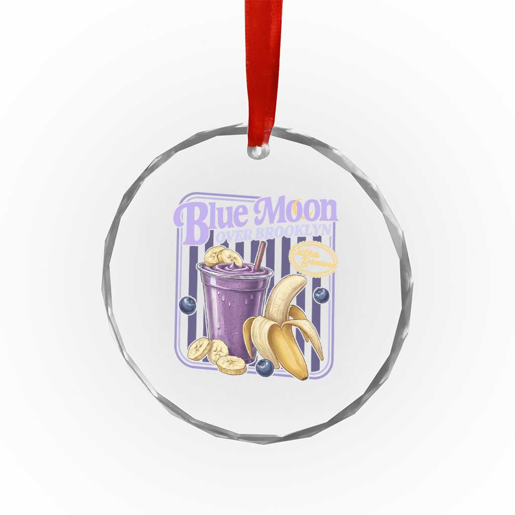 Blue Moon Over Brooklyn Banana Smoothie Aesthetic Crystal Glass Ornament Extra Banana Hockey Romance Retro Style - Wonder Print Shop