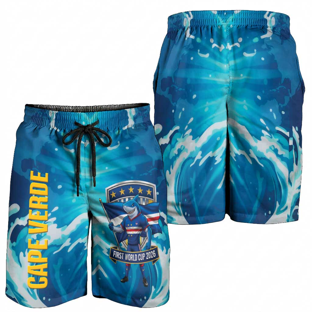 Blue Shark Cape Verde Football Shorts for Men First World Cup 2026 - Wonder Print Shop