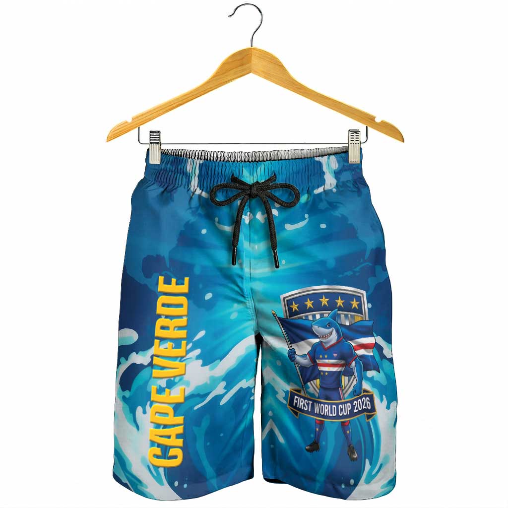 Blue Shark Cape Verde Football Shorts for Men First World Cup 2026 - Wonder Print Shop