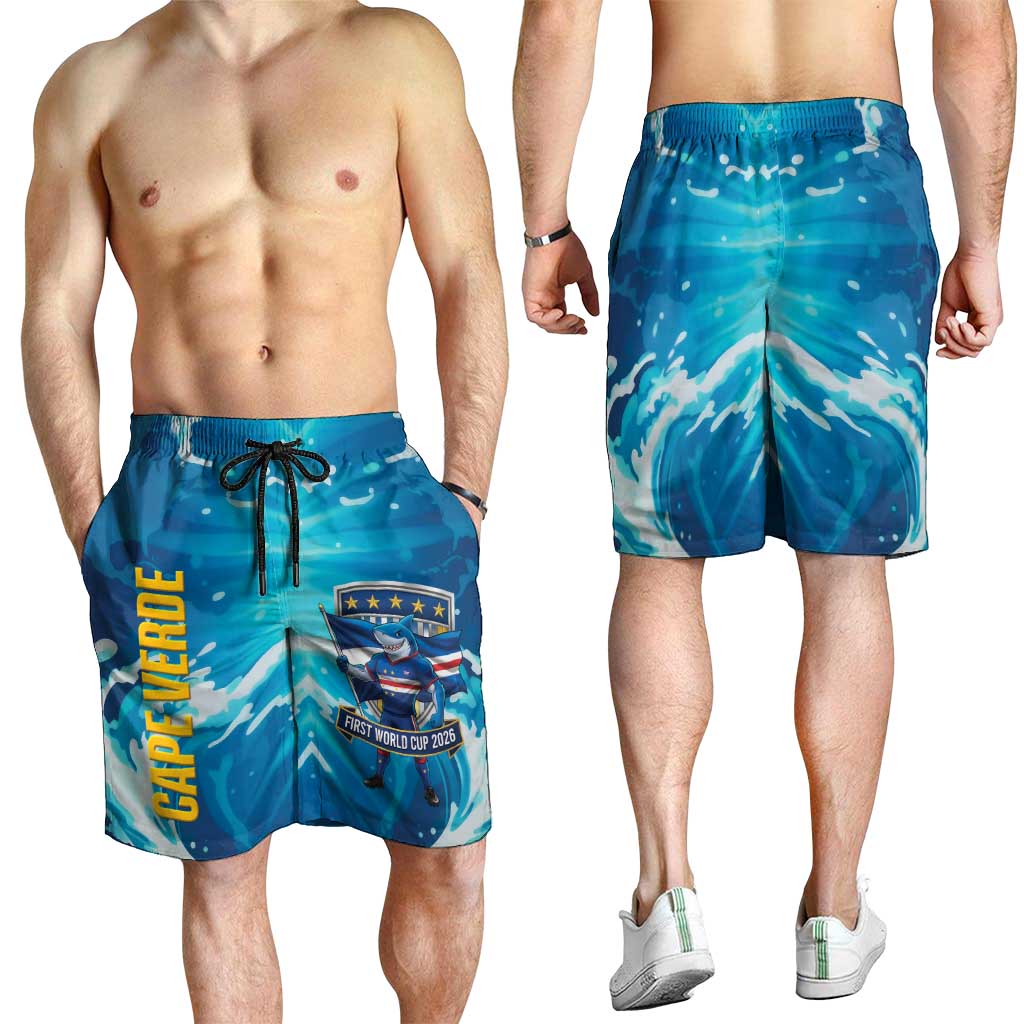 Blue Shark Cape Verde Football Shorts for Men First World Cup 2026 - Wonder Print Shop