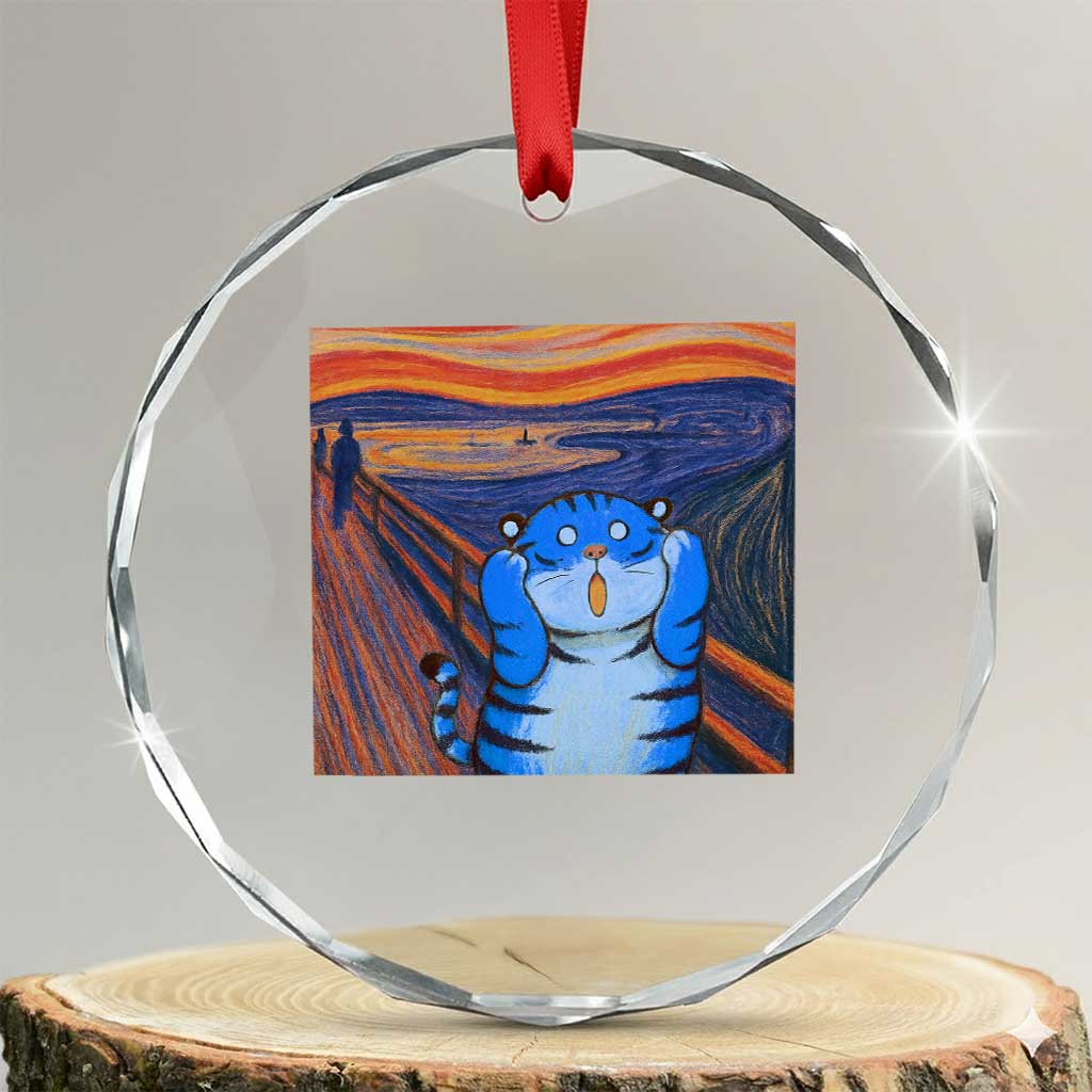 Blue Tiger Scream Crystal Glass Ornament Cute Animal Anime Demon Aesthetic Painting TS10