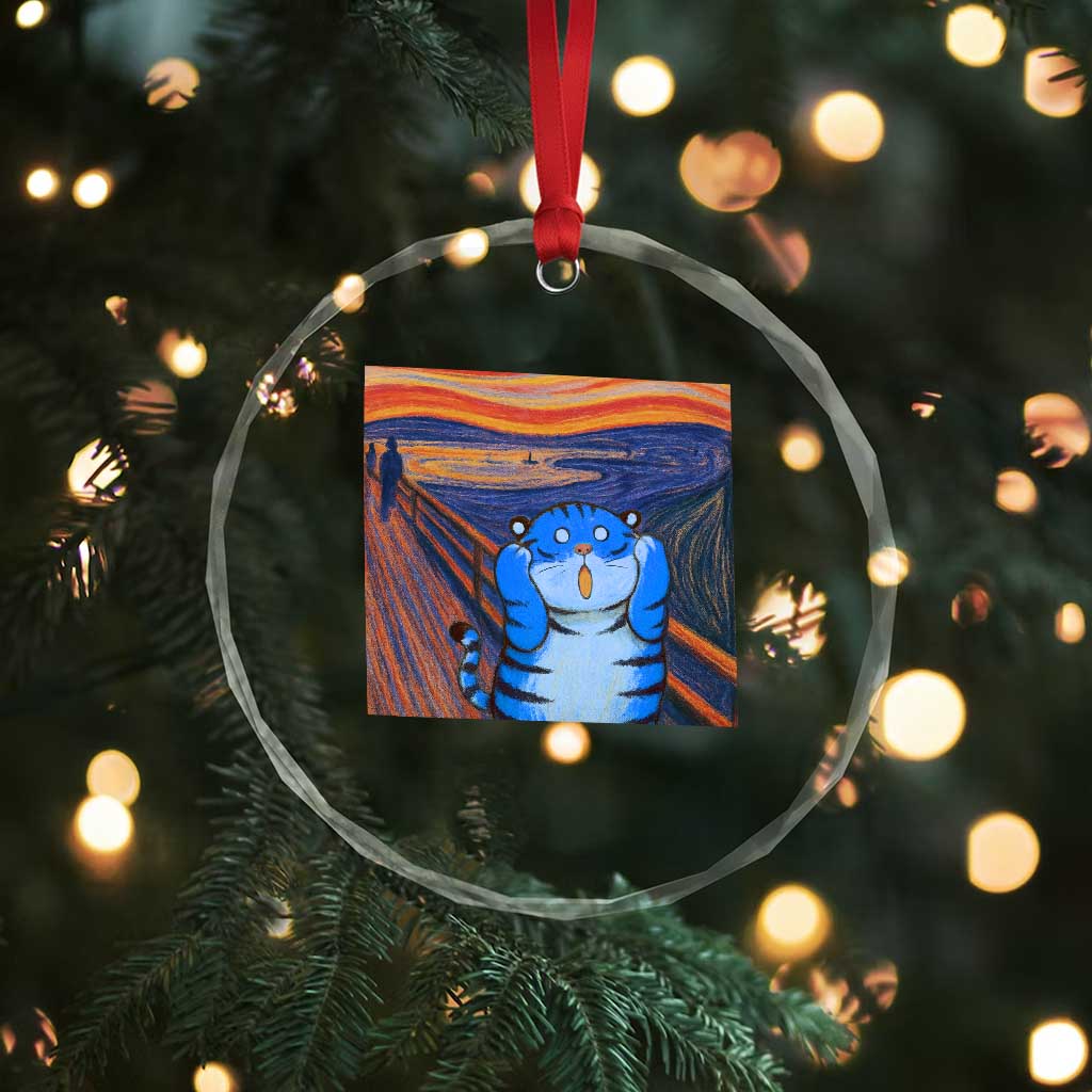 Blue Tiger Scream Crystal Glass Ornament Cute Animal Anime Demon Aesthetic Painting TS10