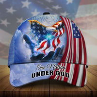 Premium Eagle One Nation Under God 3D Clothing Personalized Combo Polo Shirt And Cap