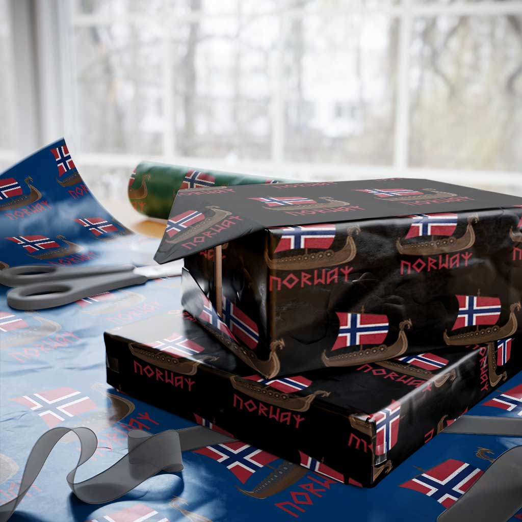 Boat Norwegian Flag Norway Viking Ship Norway Wrapping Paper Roll
