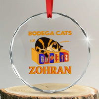 Bodega Cats for Zohran Crystal Glass Ornament New York Mamdani Supporter Mayor Cute Cat - Wonder Print Shop
