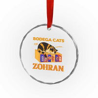 Bodega Cats for Zohran Crystal Glass Ornament New York Mamdani Supporter Mayor Cute Cat - Wonder Print Shop